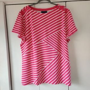Karen Scott pink & white top in size 3X, new with tags.